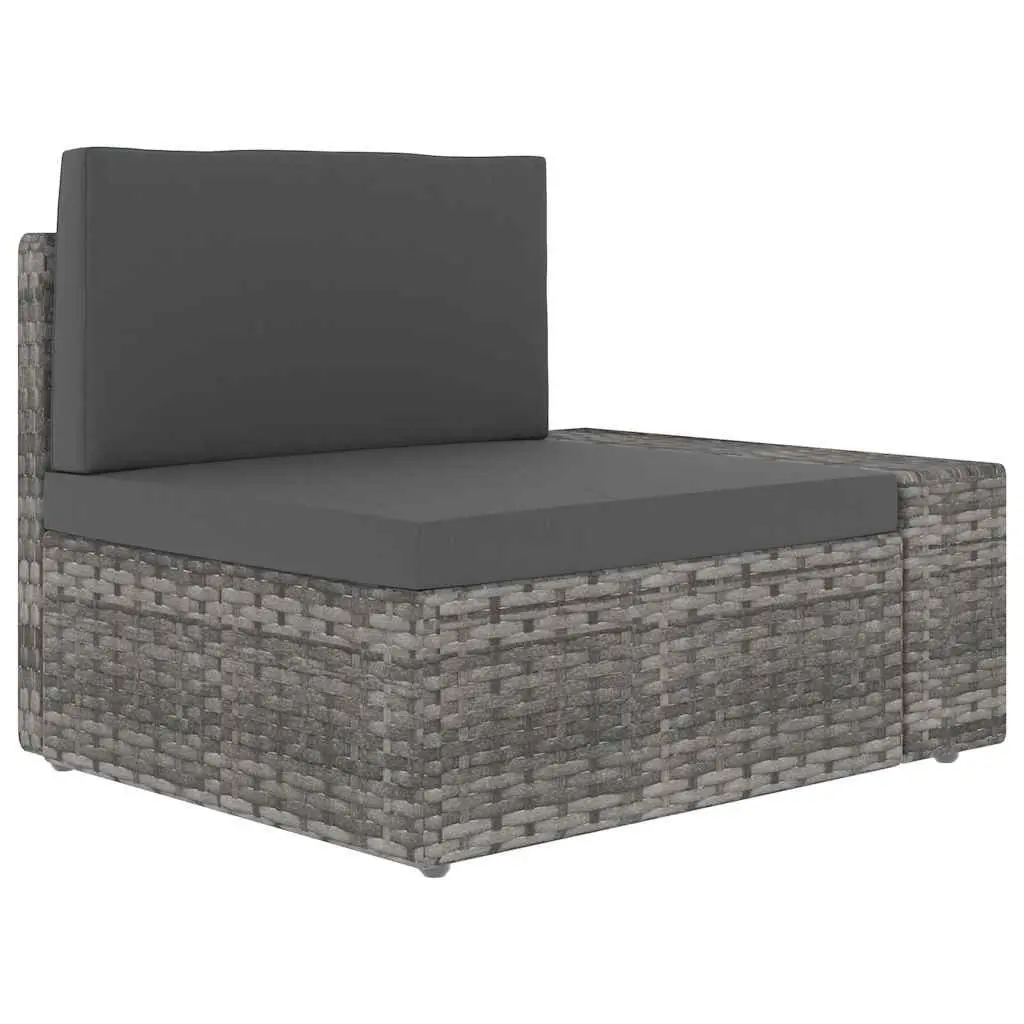 Modular Patio Sofa 3-Seater Weather-Resistant Grey Poly Rattan Couch