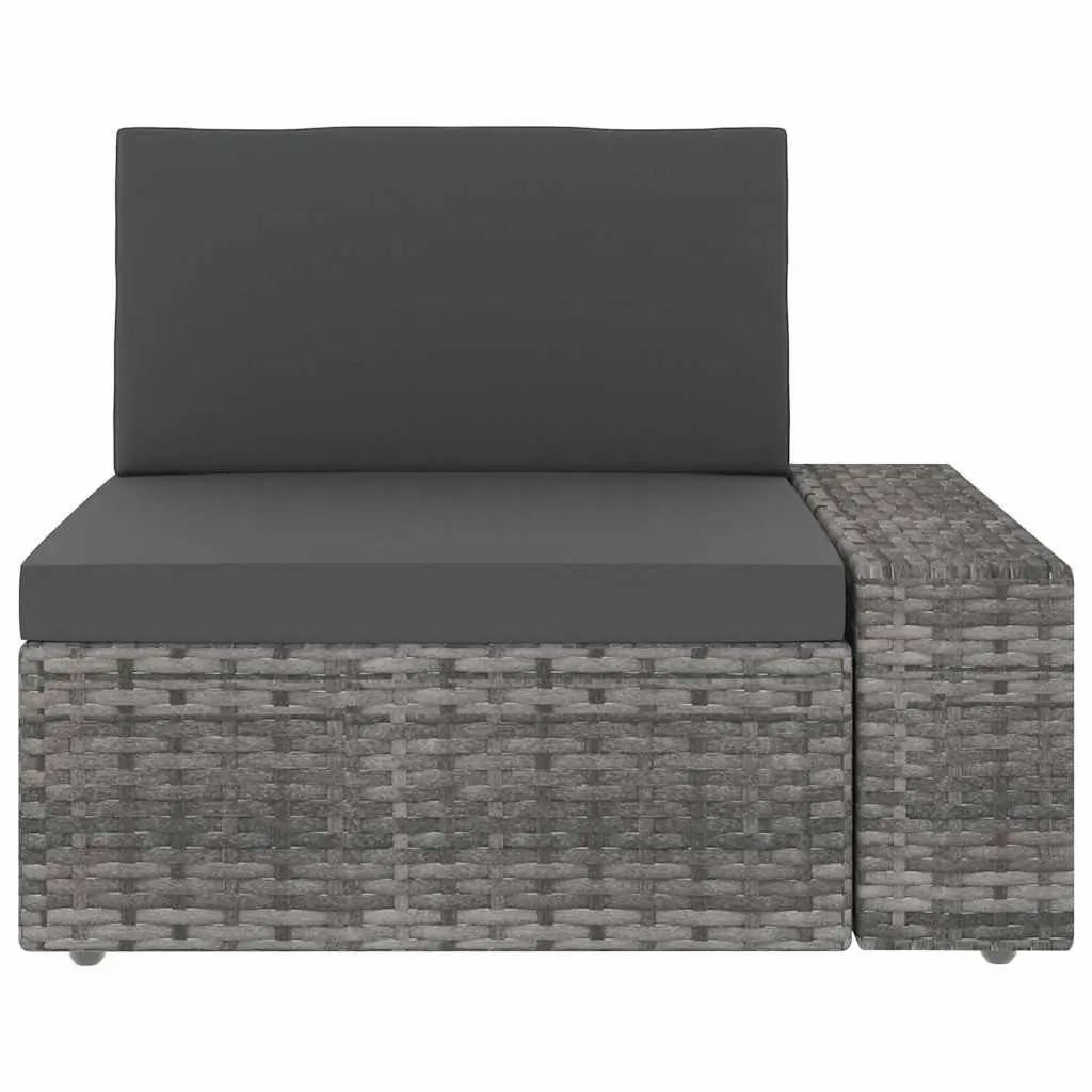 Modular Patio Sofa 3-Seater Weather-Resistant Grey Poly Rattan Couch