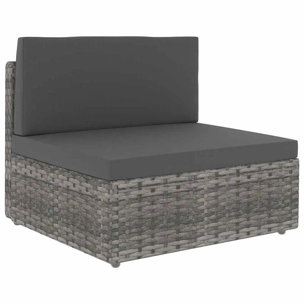 Modular Patio Sofa 3-Seater Weather-Resistant Grey Poly Rattan Couch