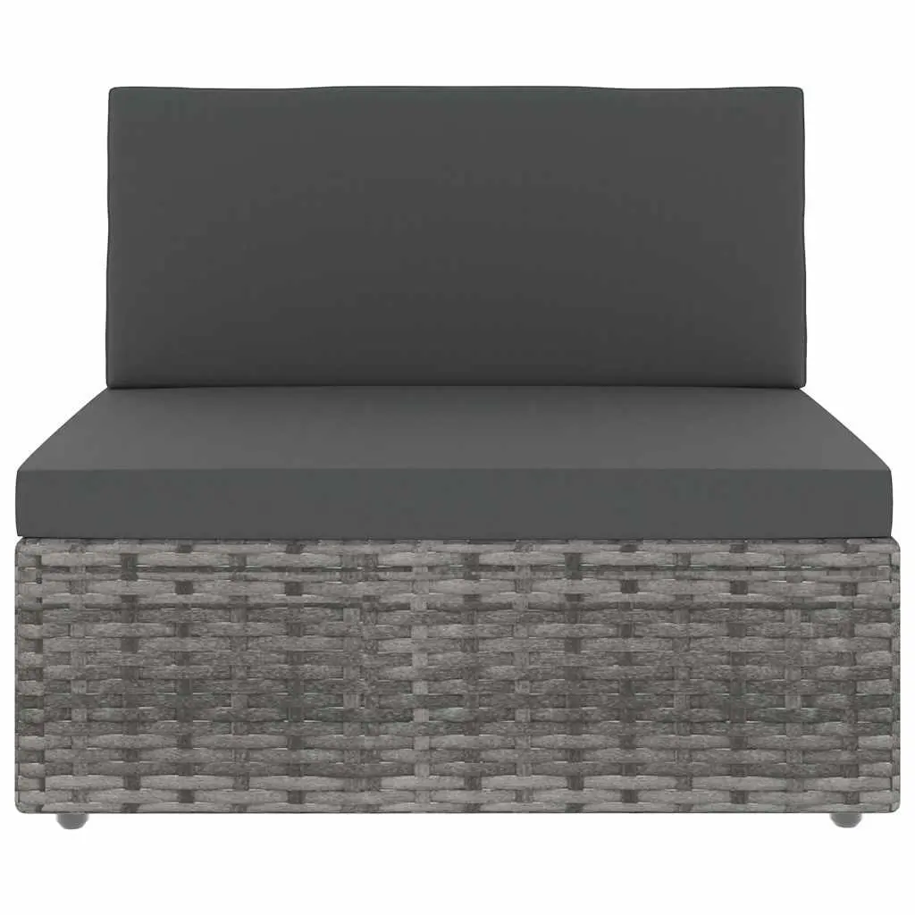 Modular Patio Sofa 3-Seater Weather-Resistant Grey Poly Rattan Couch