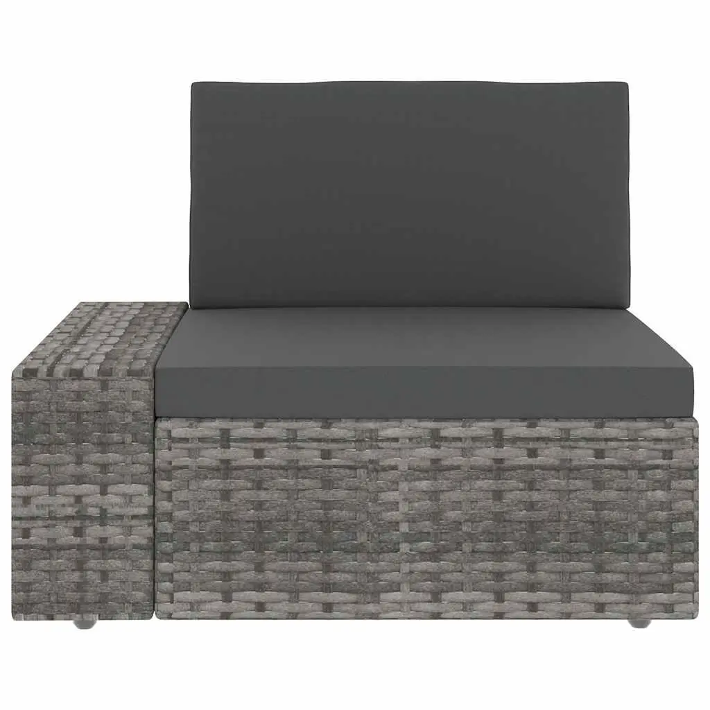 Modular Patio Sofa 3-Seater Weather-Resistant Grey Poly Rattan Couch