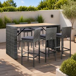 Elegant Grey Poly Rattan Bar Set for Outdoor Gatherings