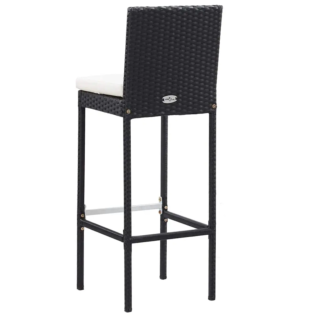 5 Piece Patio Bar Set Acacia Wood Table Water-Resistant PE Rattan Cushioned Black