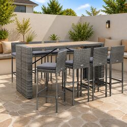 Stylish Grey 9-Piece Patio Bar Set for Entertaining