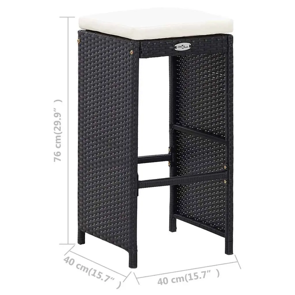 Outdoor Bar Set 5 Piece Poly Rattan Glass Top Table Stools Patio Furniture