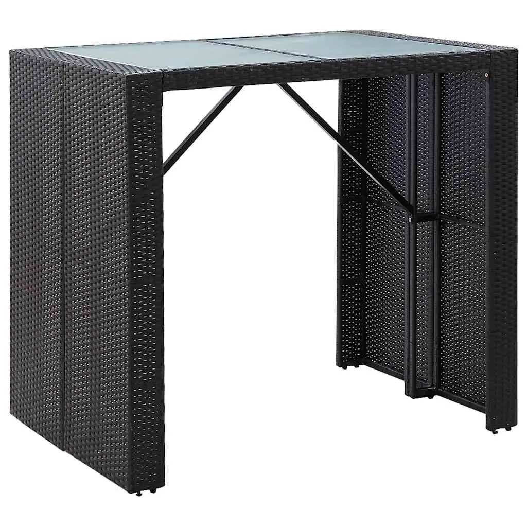 Outdoor Bar Set 5 Piece Poly Rattan Glass Top Table Stools Patio Furniture