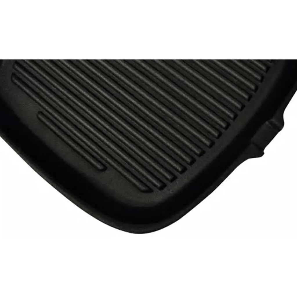 Cast Iron Grill Pan 24x23cm Ribbed Non-Stick Cooking Surface