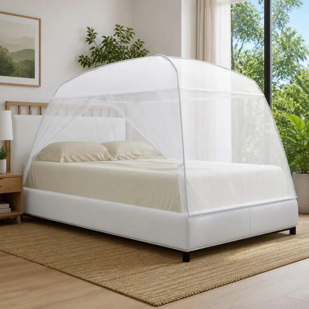 Mosquito Net 200x150x145cm Yurt Style 2 Doors Fine Mesh Insect Protection for Camping Outdoor Indoor Use