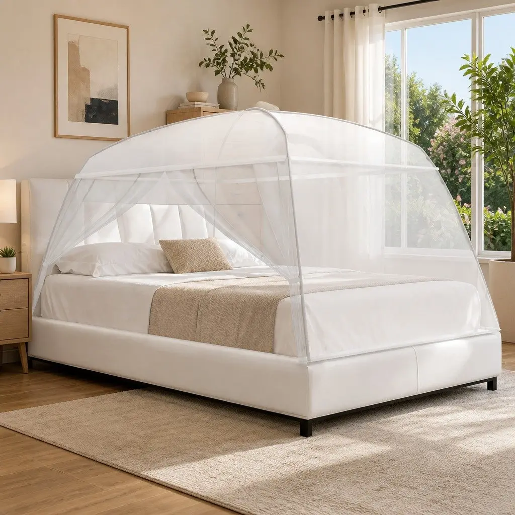 Mosquito Net Mongolian Yurt 2 Door Indoor Outdoor Camping Insect Screen White