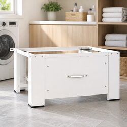 Washing Machine Pedestal Riser with Storage Drawer White Laundry Appliance Base