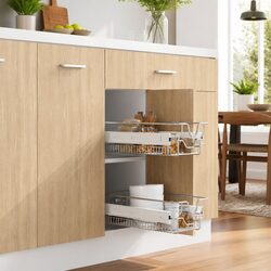 Pull-Out Wire Kitchen Baskets 2 pcs Silver 300mm Cabinet Organiser Storage