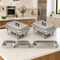 Enhance Your Dining Experience with 2 Stainless Steel Chafing Dishes