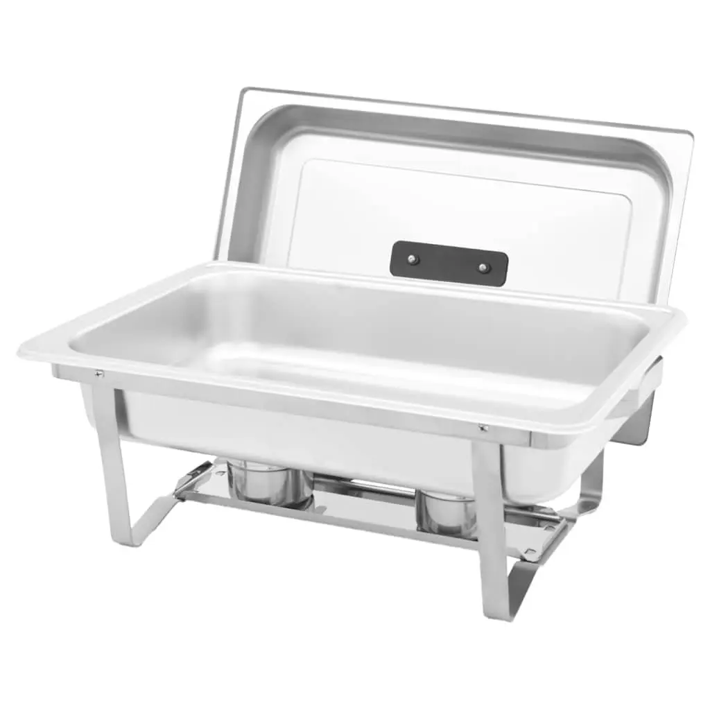 Chafing Dish Set 2 Piece Stainless Steel Food Warmer with Heat Insulating Handles and Integrated Hooks for Catering and Restaurants
