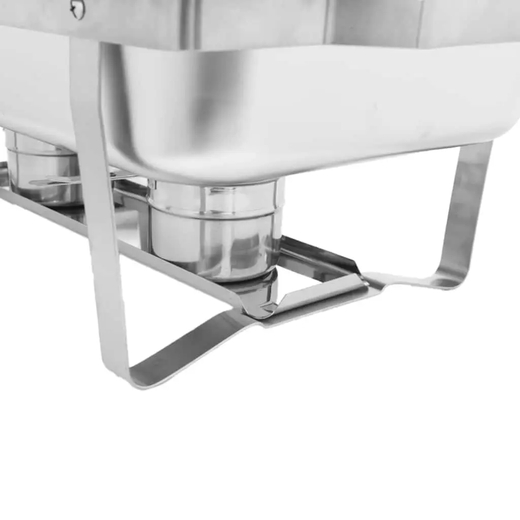 Chafing Dish Set 2 Piece Stainless Steel Food Warmer with Heat Insulating Handles and Integrated Hooks for Catering and Restaurants