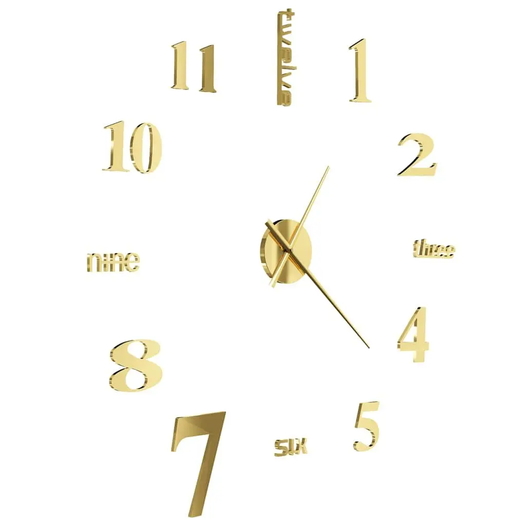 3D Wall Clock Modern Design XXL 100cm Gold Decor Focal Point Living Room