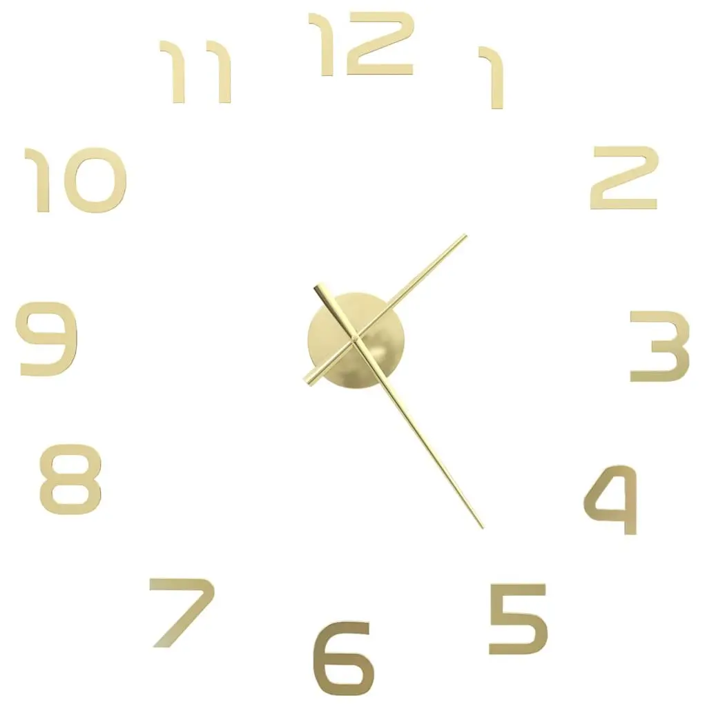 3D Wall Clock XXL 100cm Gold Modern Decor DIY Display