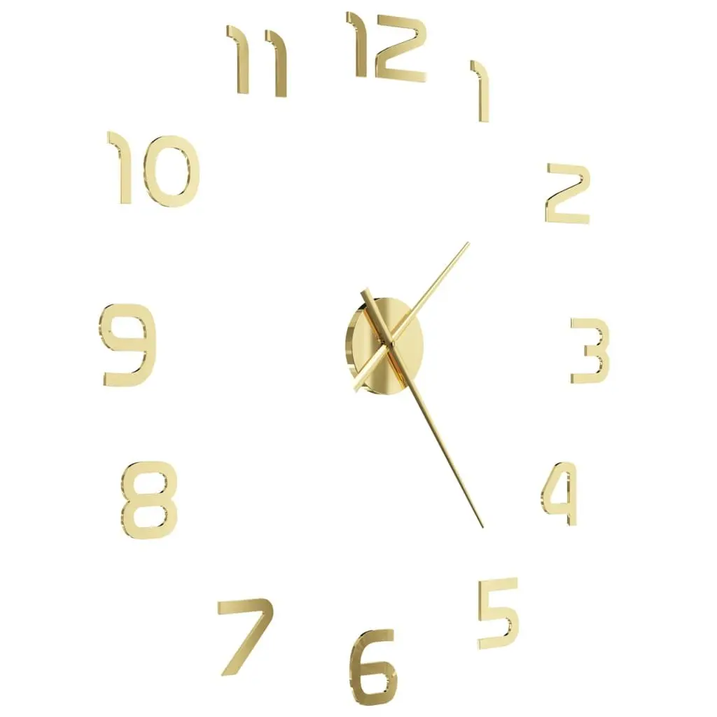3D Wall Clock XXL 100cm Gold Modern Decor DIY Display