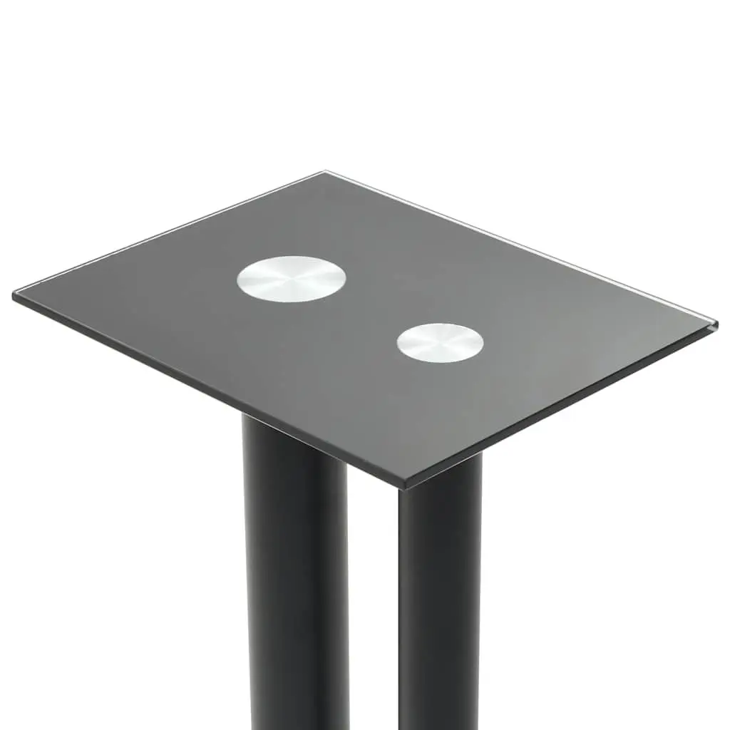 Speaker Stands Pair Tempered Glass Pillars Modern Audio Support Black 2pcs