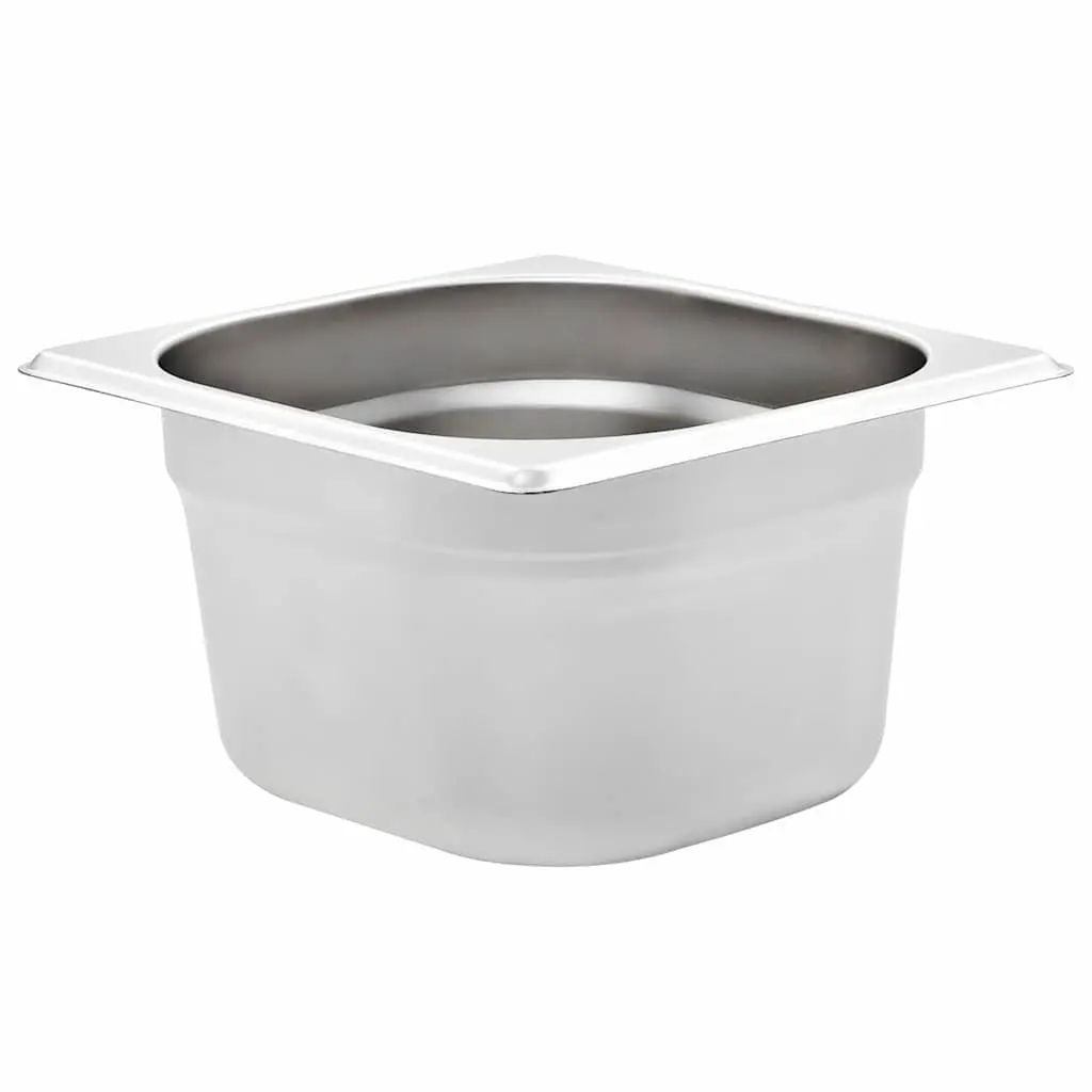 Gastronorm Containers 12 Piece GN 1/6 100 mm Stackable Steam Table Pans Silver