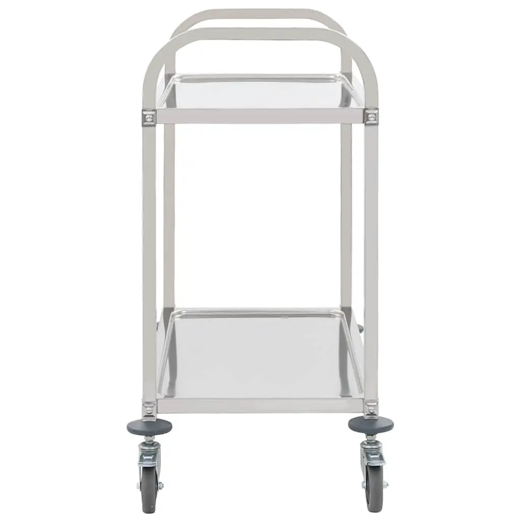 2-Tier Kitchen Trolley Stainless Steel Rolling Utility Serving Cart