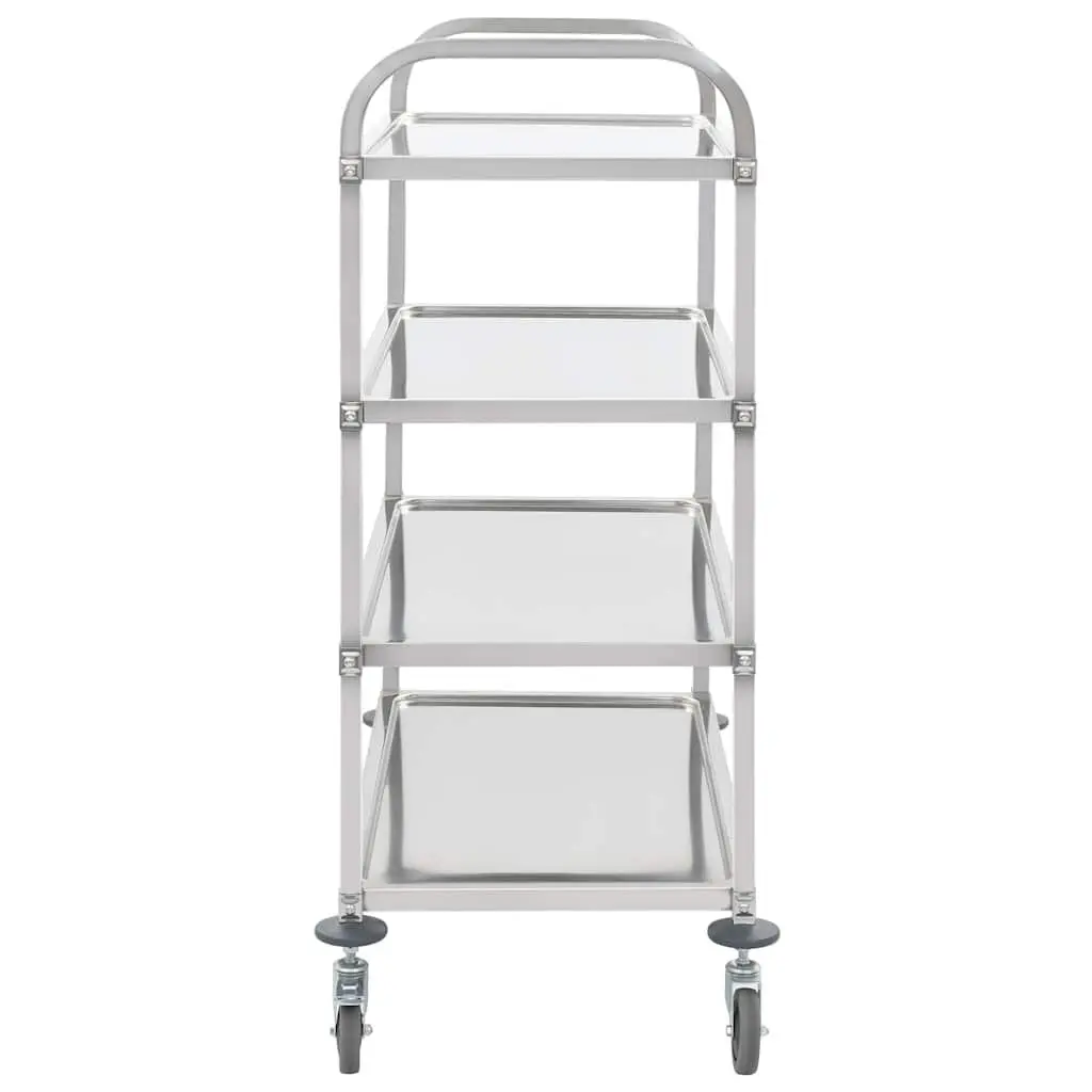 4-Tier Kitchen Trolley Stainless Steel Rolling Storage Shelves