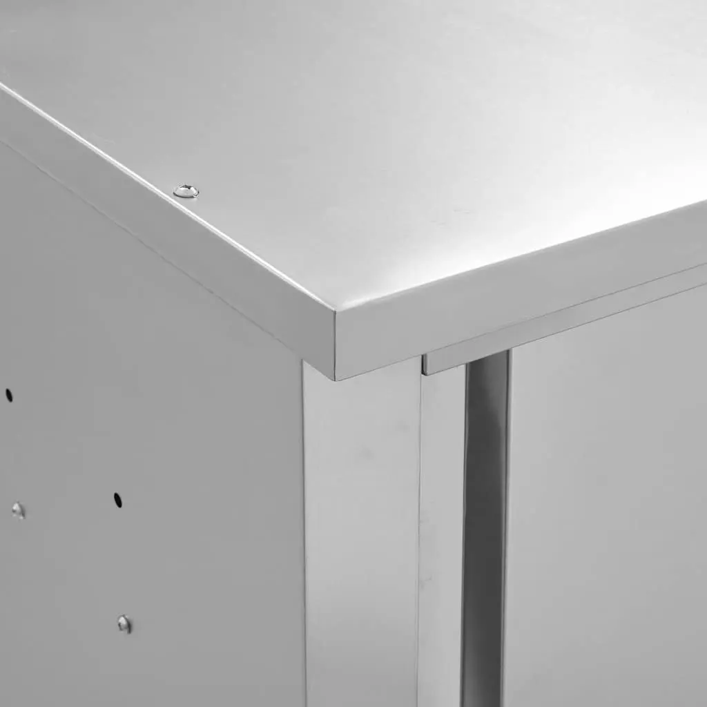 Kitchen Wall Cabinet 90x40x50cm Stainless Steel Sliding Doors Grey