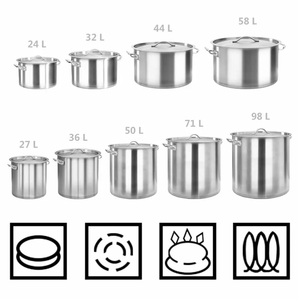 Stock Pot 44L Stainless Steel Large Capacity Cooking Pot for Home and Commercial Kitchen