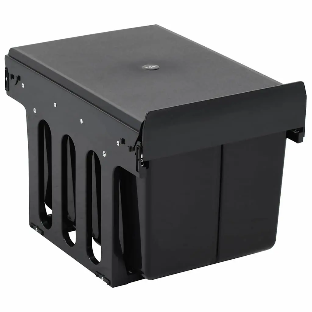 Kitchen Waste Bin 36L Pull-out Soft-Close Rubbish Two Compartment Black