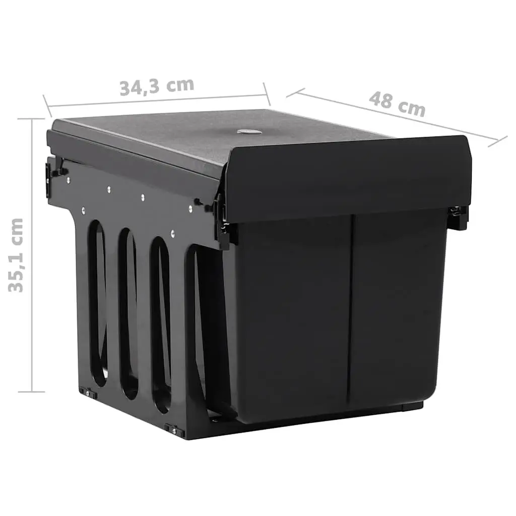 Kitchen Waste Bin 48L Pull-out Soft-Close Black Recycling Sorting
