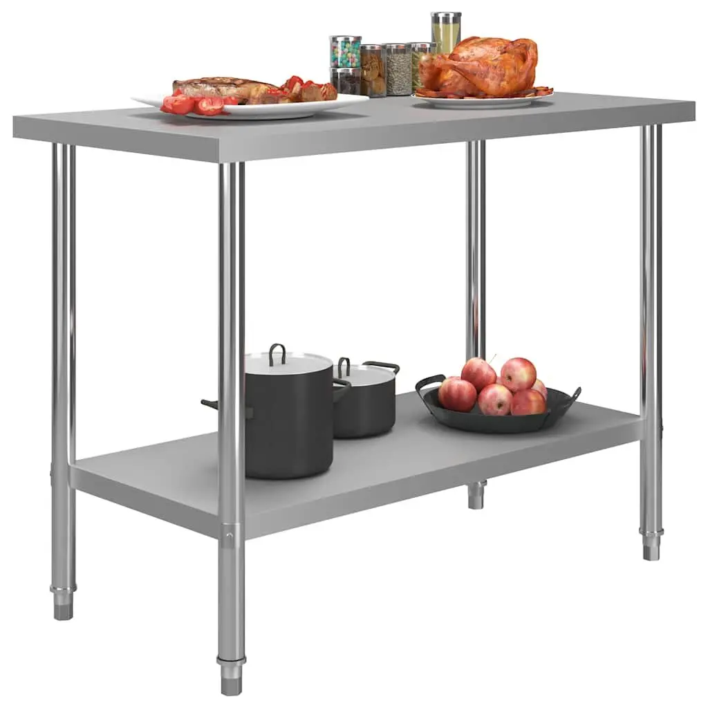 Stainless Steel Kitchen Work Table 120 x 60 x 85 cm Heavy-Duty Food Prep Worktable