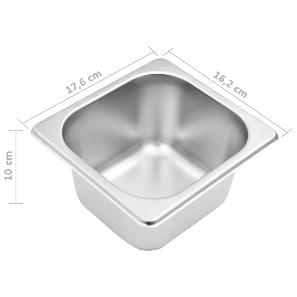 Gastronorm Container Holder Stainless Steel with 5 GN 1/6 Pans Non-slip Rubber Feet