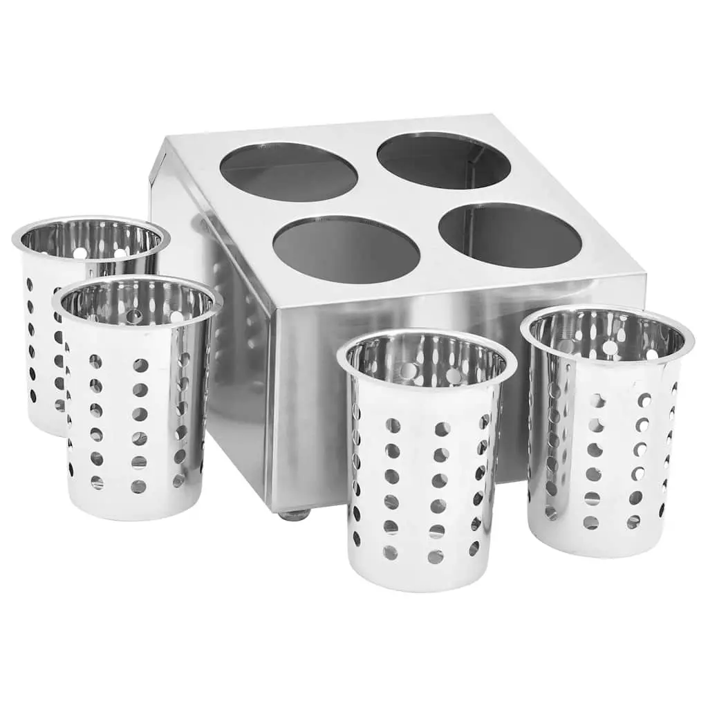 Cutlery Holder 4 Grids Stainless Steel Kitchen Utensil Caddy Organiser