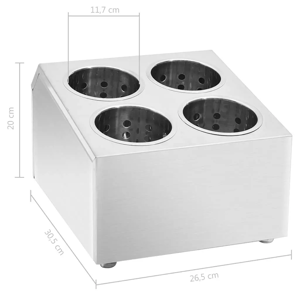 Cutlery Holder 4 Grids Stainless Steel Kitchen Utensil Caddy Organiser