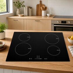 4 Burner Induction Hob Touch Control Heat Resistant Glass Cooktop 7000W Black