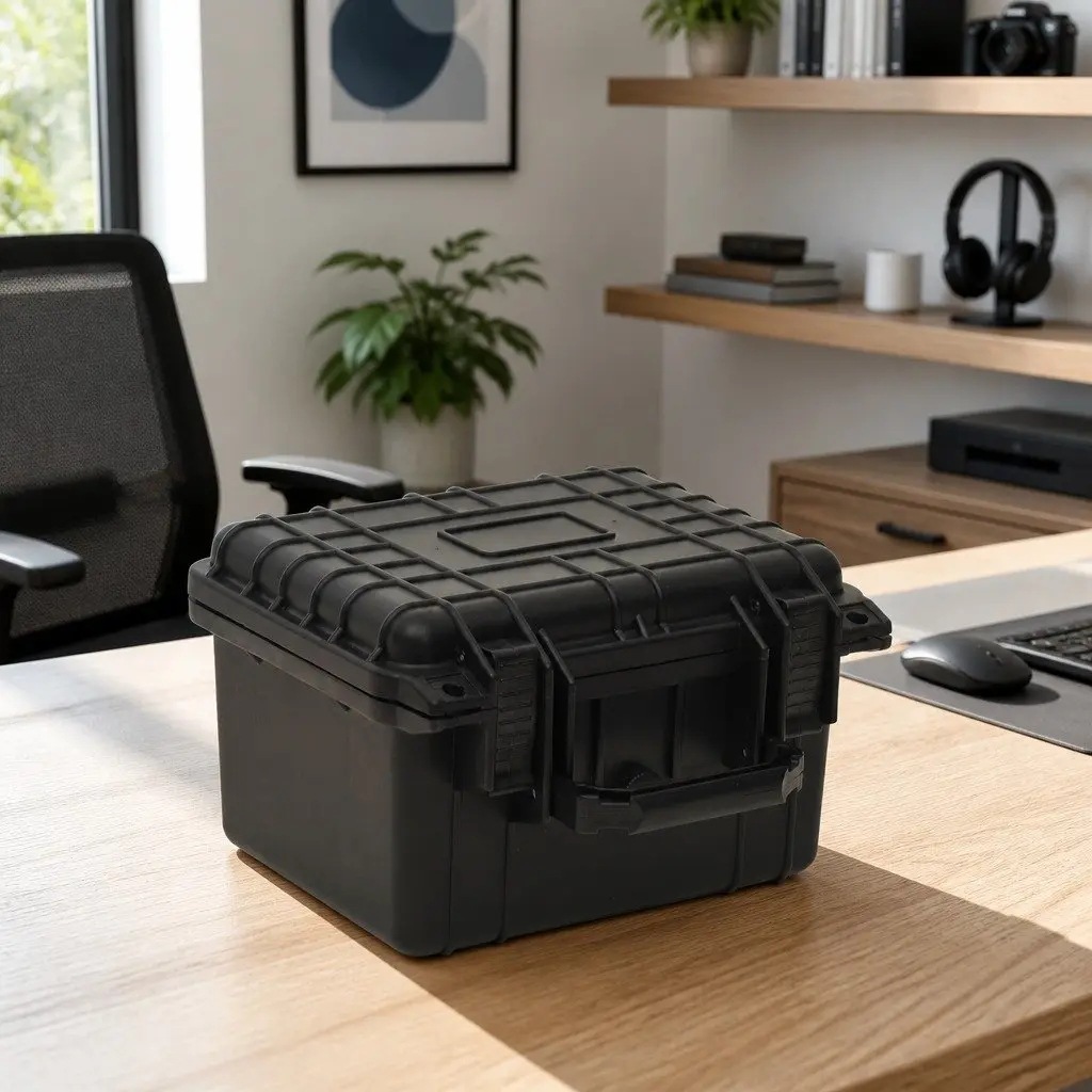 Portable Flight Case Black Camera Equipment Storage Hard Case with Foam Insert Water Resistant Lockable Shock Resistant