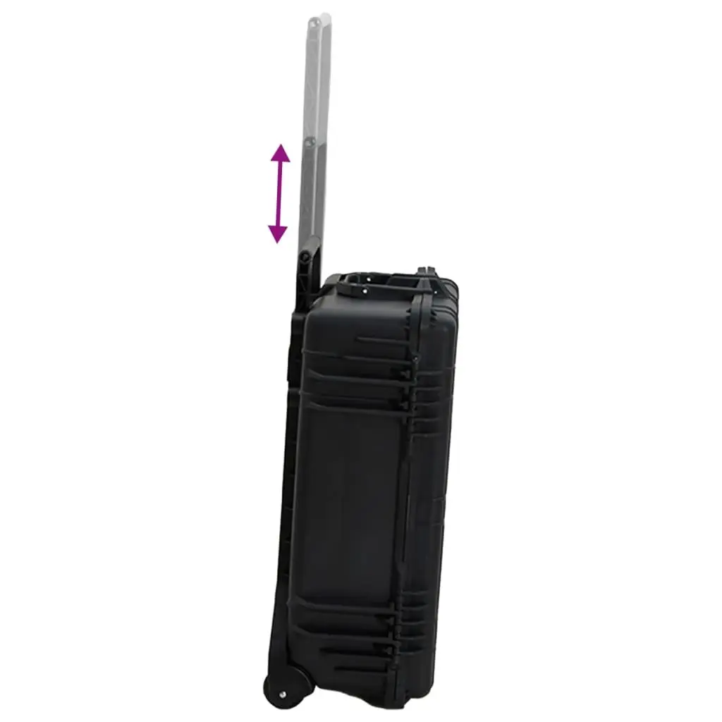Portable Travel Luggage Hard Shell Black Wheeled Lockable Handle Shock Resistant 63x50x23cm