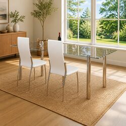 Dining Chairs 2 pcs White Synthetic Leather Kitchen Modern Ergonomic Seating