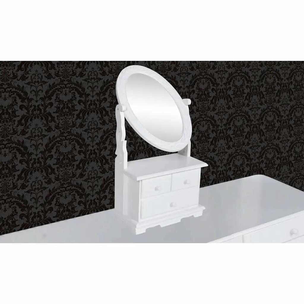Dressing Table White Oval Mirror with Drawers Removable Storage Unit
