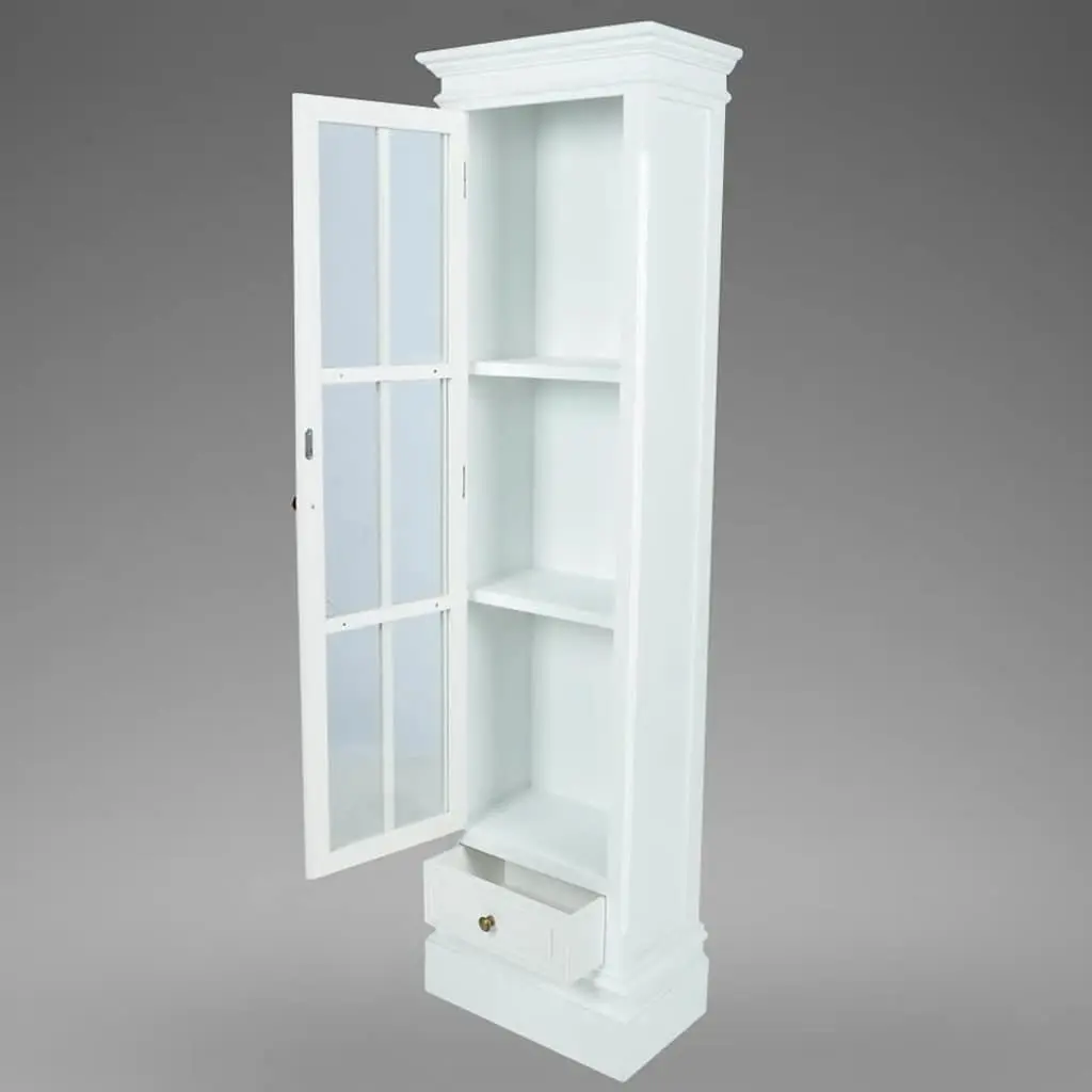 Wooden Bookcase Cabinet 3 Shelves White Storage Organiser with Door for Living Room Bedroom