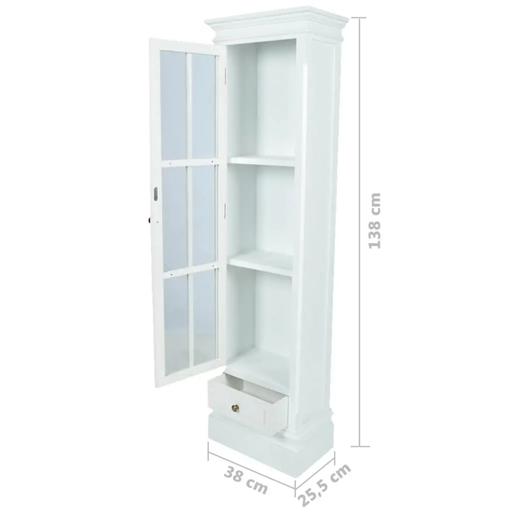 Wooden Bookcase Cabinet 3 Shelves White Storage Organiser with Door for Living Room Bedroom