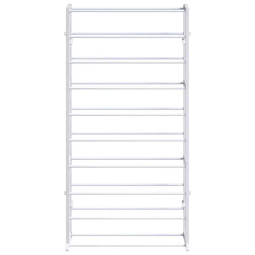 White 10-Tier Shoe Rack Lightweight Easy Assembly Organiser for Shoe Storage