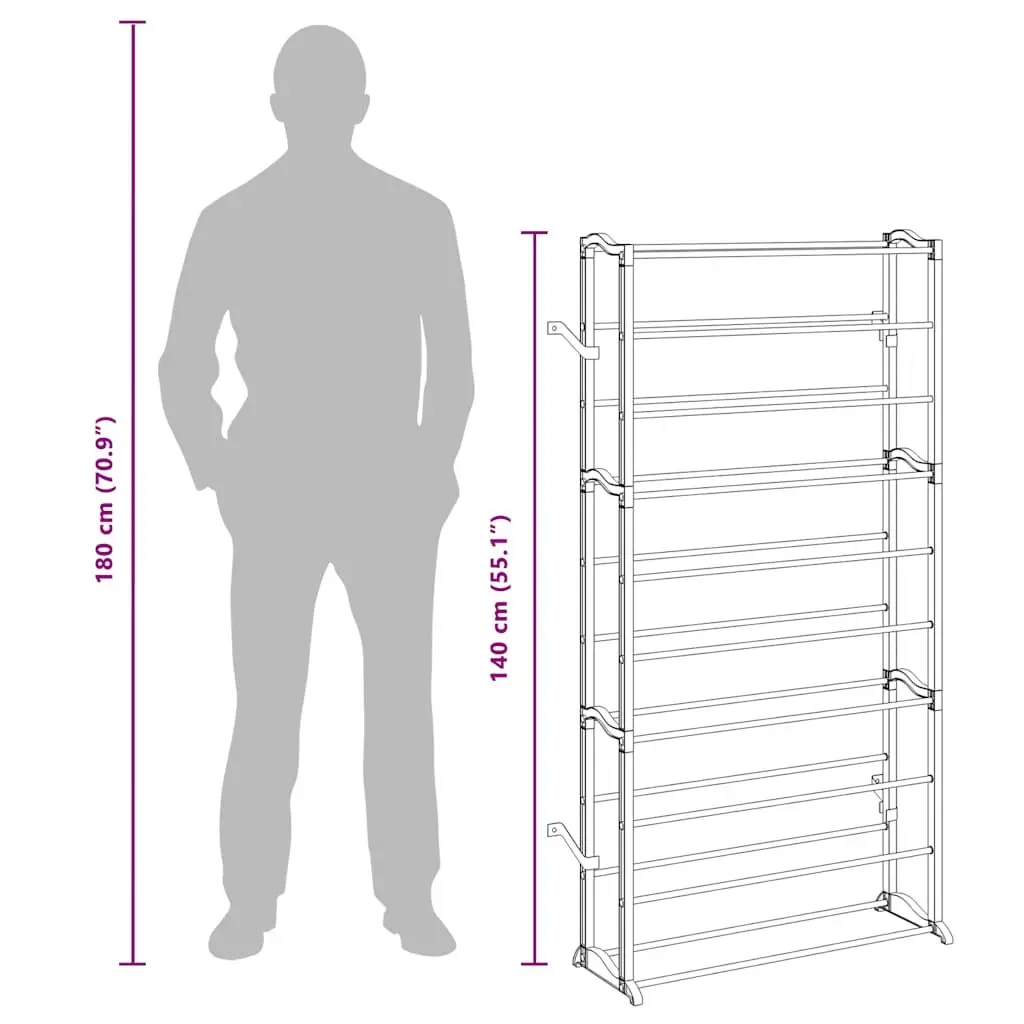 White 10-Tier Shoe Rack Lightweight Easy Assembly Organiser for Shoe Storage