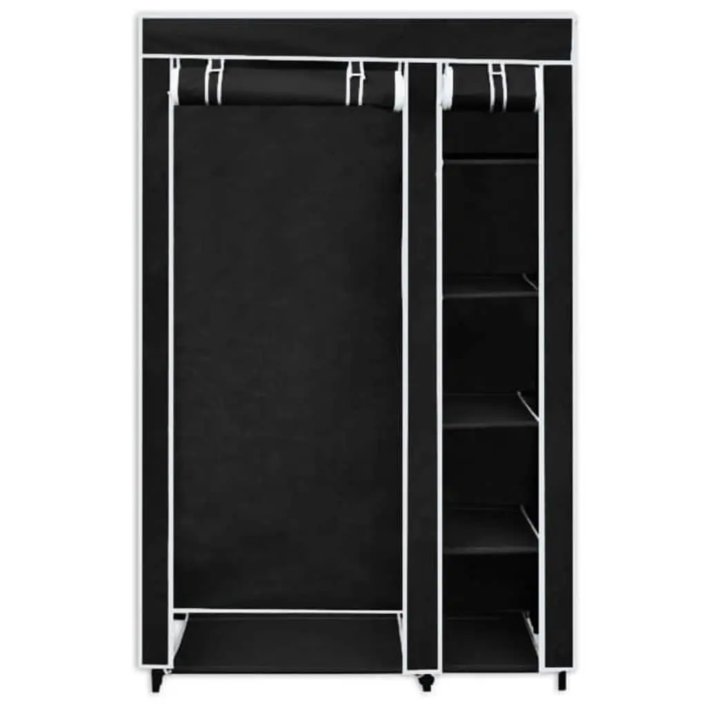 Folding Wardrobe 2 pcs Black Fabric Portable Storage Organizer