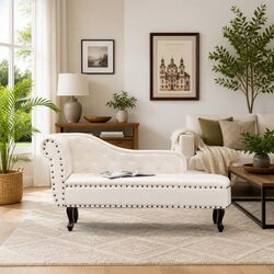 Cream White Faux Leather Lounge Chair for Stylish Living