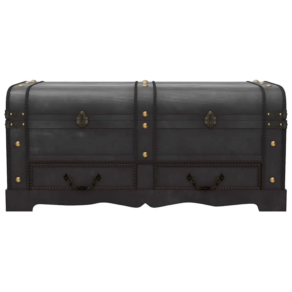 Large Wooden Storage Chest Black Vintage Treasure Box Coffee Table Latch Handles