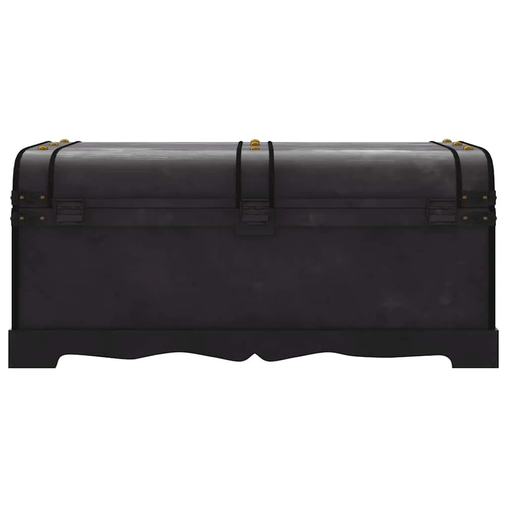 Large Wooden Storage Chest Black Vintage Treasure Box Coffee Table Latch Handles