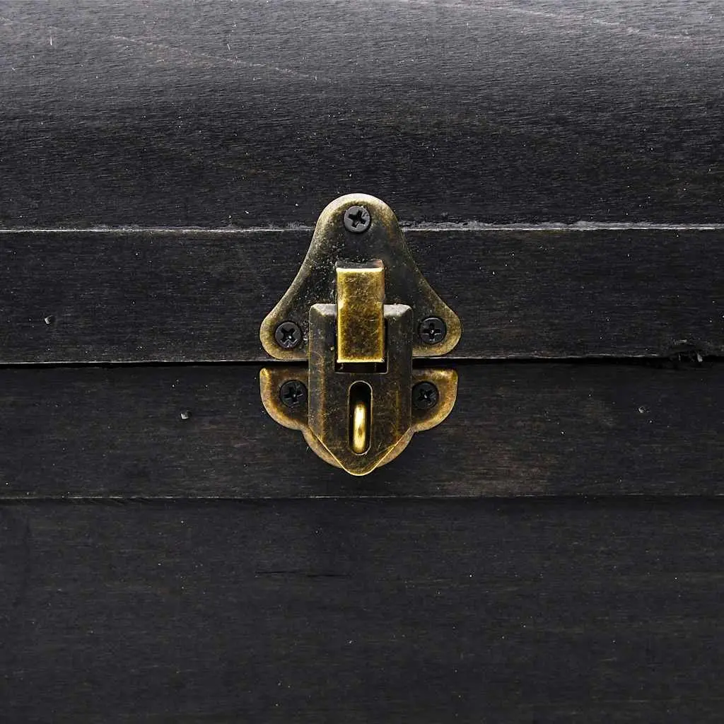Large Wooden Storage Chest Black Vintage Treasure Box Coffee Table Latch Handles