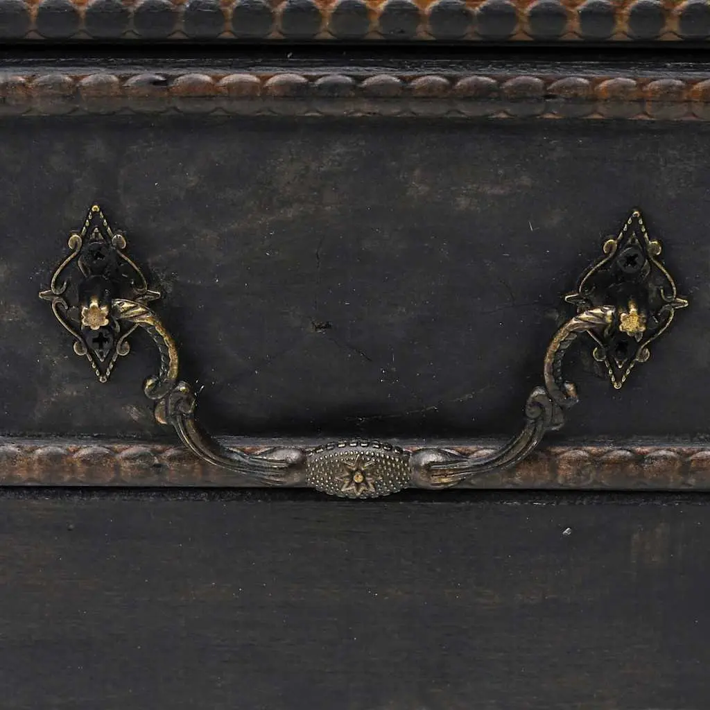Large Wooden Storage Chest Black Vintage Treasure Box Coffee Table Latch Handles