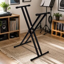 Adjustable Double Braced Keyboard Stand X-Frame Music Performance Heavy Duty