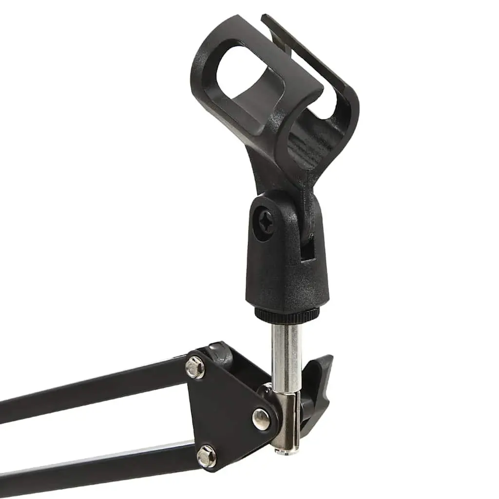 Table Clamp Microphone Stand Adjustable Scissor Arm Black Steel Desktop Mount